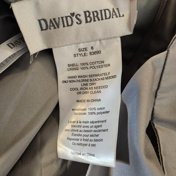 DAVIDS BRIDAL Grey Mercury Y Neck Twist Knot Halter Lined Mini Dress Women 6 NEW - Picture 4 of 12